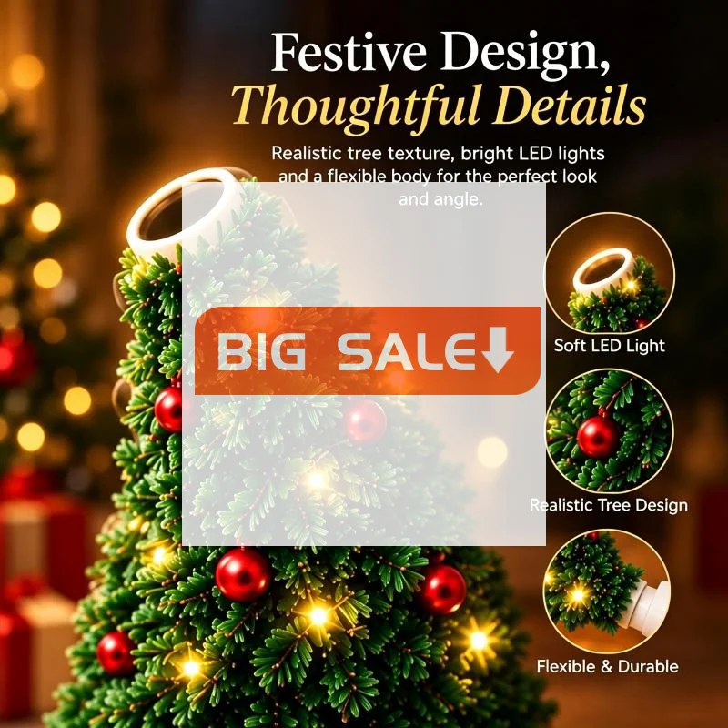 Christmas Projector Light, USB Powered Christmas Night Light With 6+ Holiday Patterns, Flexible Tree Lamp For Bedroom, Ceiling