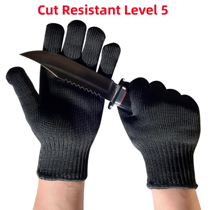 1 Pair Stainless Steel Wire Multi Purpose Level 5 Cut Resistant Anti-Cutting Safety Protective Gloves