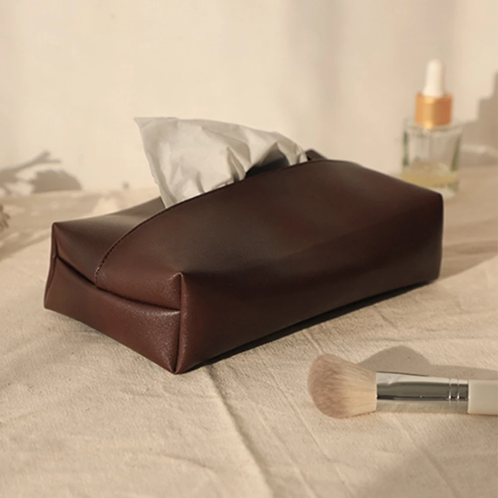 

Pu Tissue Box Desktop Napkin Container Compact Rectangular Chic Decorative Holder For Home Office Gift Tissue Container