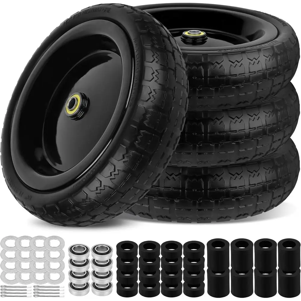 

Комплект из 4 шин 4.00-6 с цельными 13-дюймовыми дисками, посадочное отверстие для оси 5/8, 16 шипов, 8 пальцев, для тачек, садовых тележек, ручных грузовиков, тележек