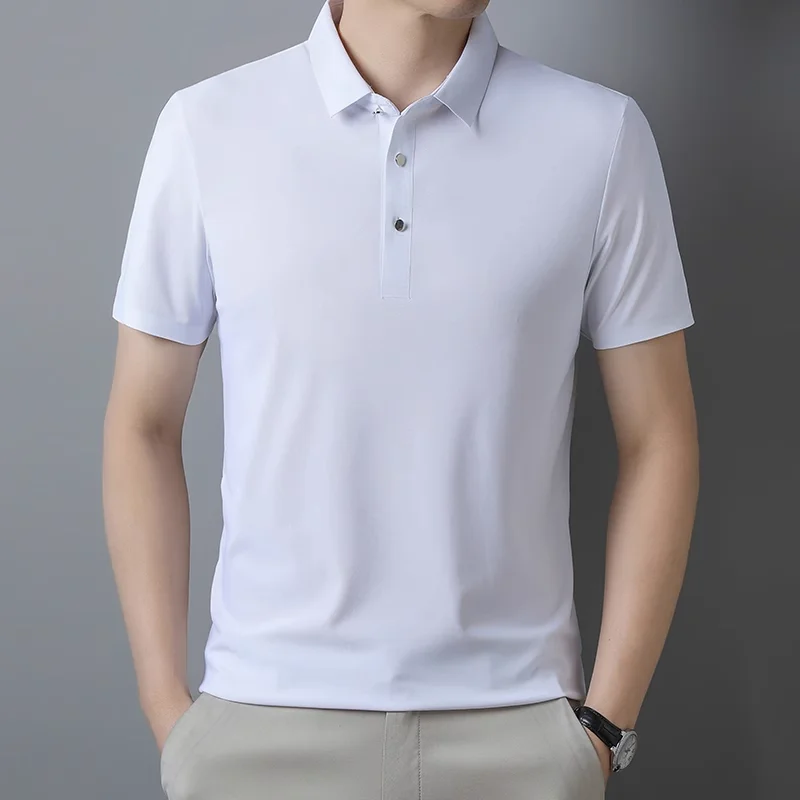 Summer New Men Short Sleeve Ice Silk POLO Shirt Fashion Simple Men\'s Business Casual Pullover Large Size 5XL