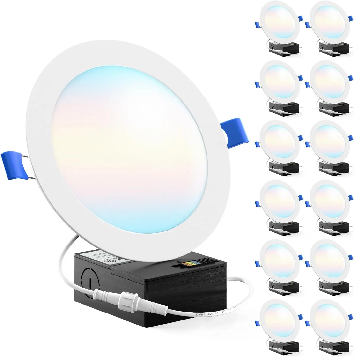 

Sunco 12-Pack 6' Slim LED Ceiling Lights, 1500LM, 5CCT Adjustable 2700K-5000K, Dimmable, 14W, Canless with Junction Box