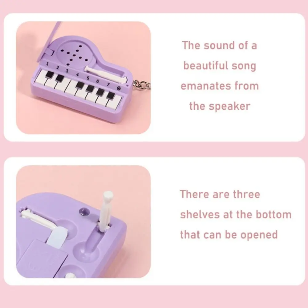 Solid Color Mini Electronic Piano Keychain Bear Vertical Mini Piano Key Pendant Animals Audible Musical Instrument Piano Keyring