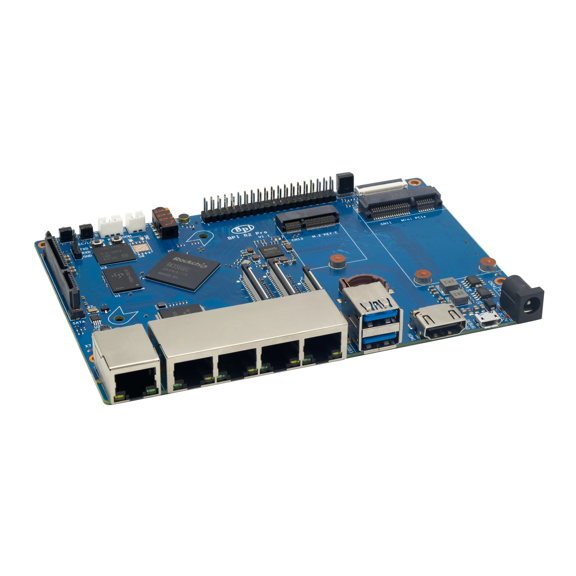 Imagem -06 - Banana pi Bpi-r2 Pro e Caixa de Metal Fonte de Alimentação Quad-core Arm Cortex-a55 Cpu 2g Lpddr4 Sdram Opensource Roteador Placa Demo