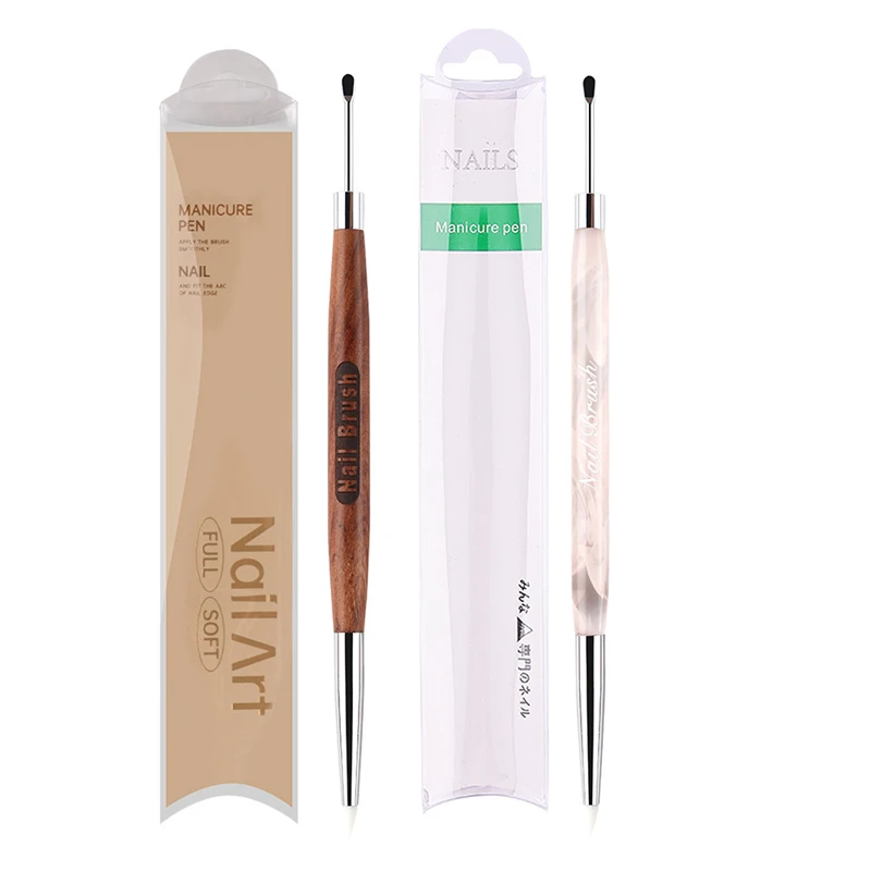 1/2 pçs cabeça dupla escova da arte do prego espátula de silicone poli caneta gel manicure ponta extensão acrílico construtor acessório haste ferramenta