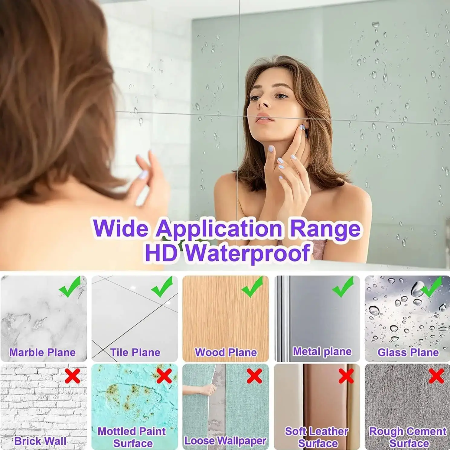 Paquete de 4 espejos acrílicos autoadhesivos inastillables, azulejos de espejo de 12x12 pulgadas, hojas de espejos de plástico flexibles sin marco, pegatinas de pared