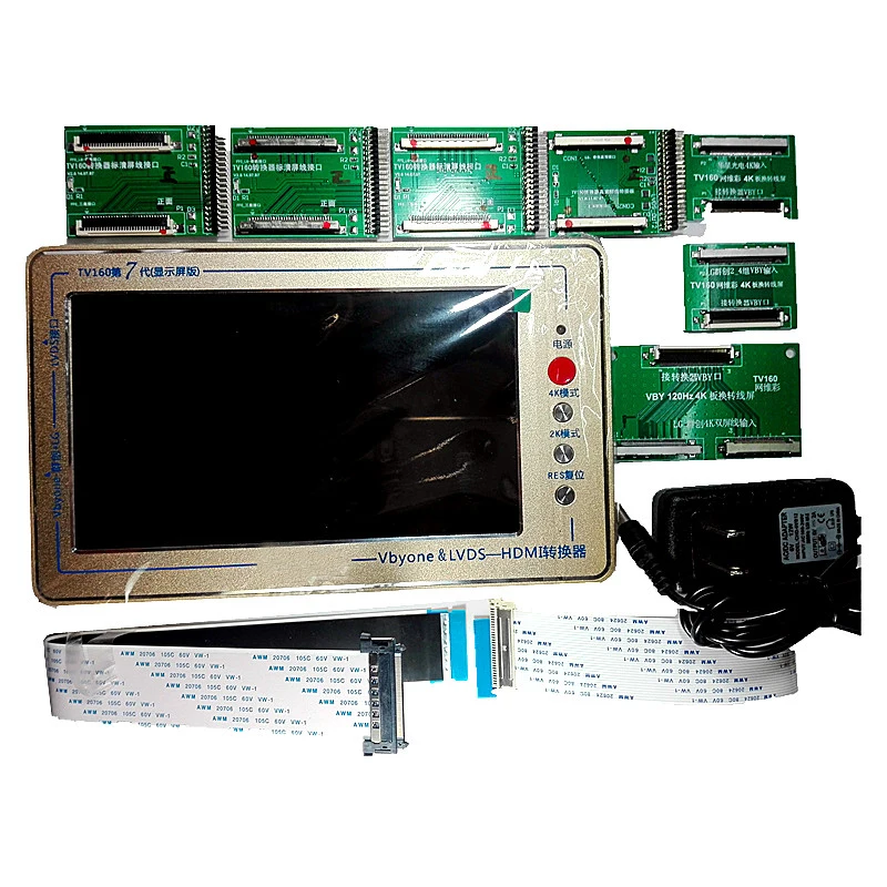 

8022 7th TV Mainboard Tester Tools LCD Display to Converter + 7 Adapters Panels