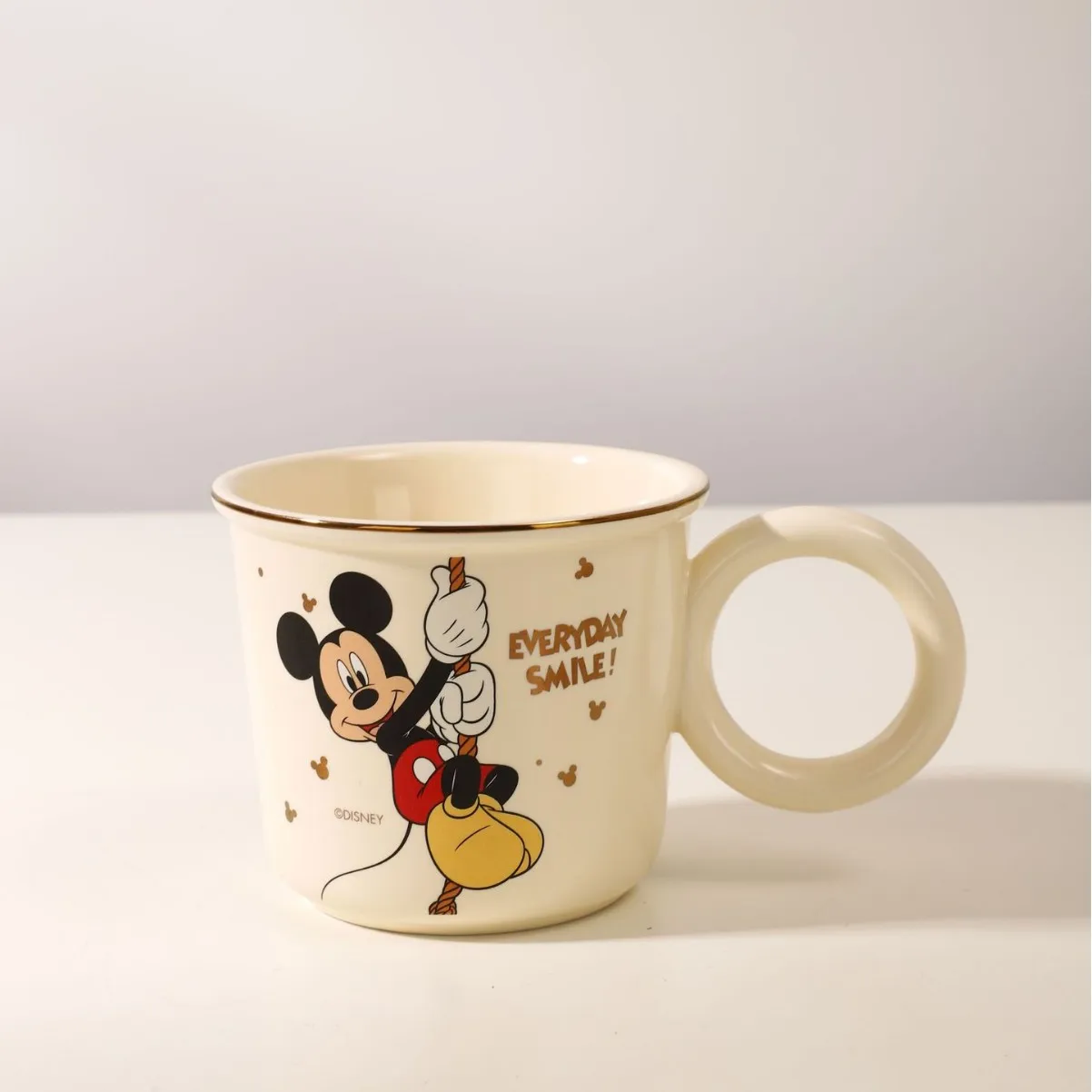 Disney Mickey cartoon 300ML household tableware ceramic mug Mickey Mouse ceramic gold-rimmed coffee drinking mug Holiday gift