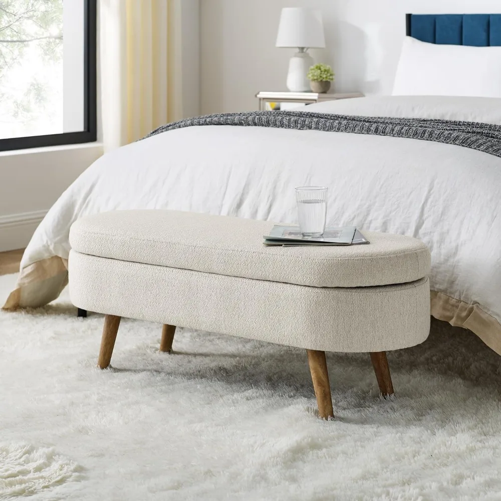 

Storage Ottoman Bench for Bedroom,43.5" Line Upholstered Entryway Shoe Seat Bench with Storage, Modern Padded Blanket Chest Stoo