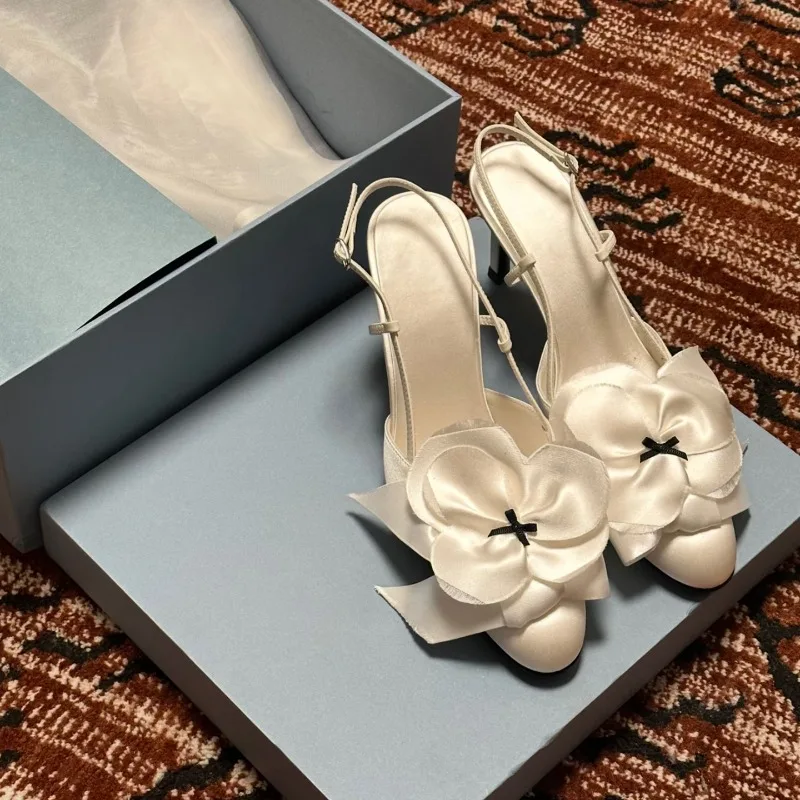 

Fashion Womens Sandals French Romance High Heeled Sandals for Woman Exquisite Flower Casual Shoes Designer Shoes Sandalias Mujer
