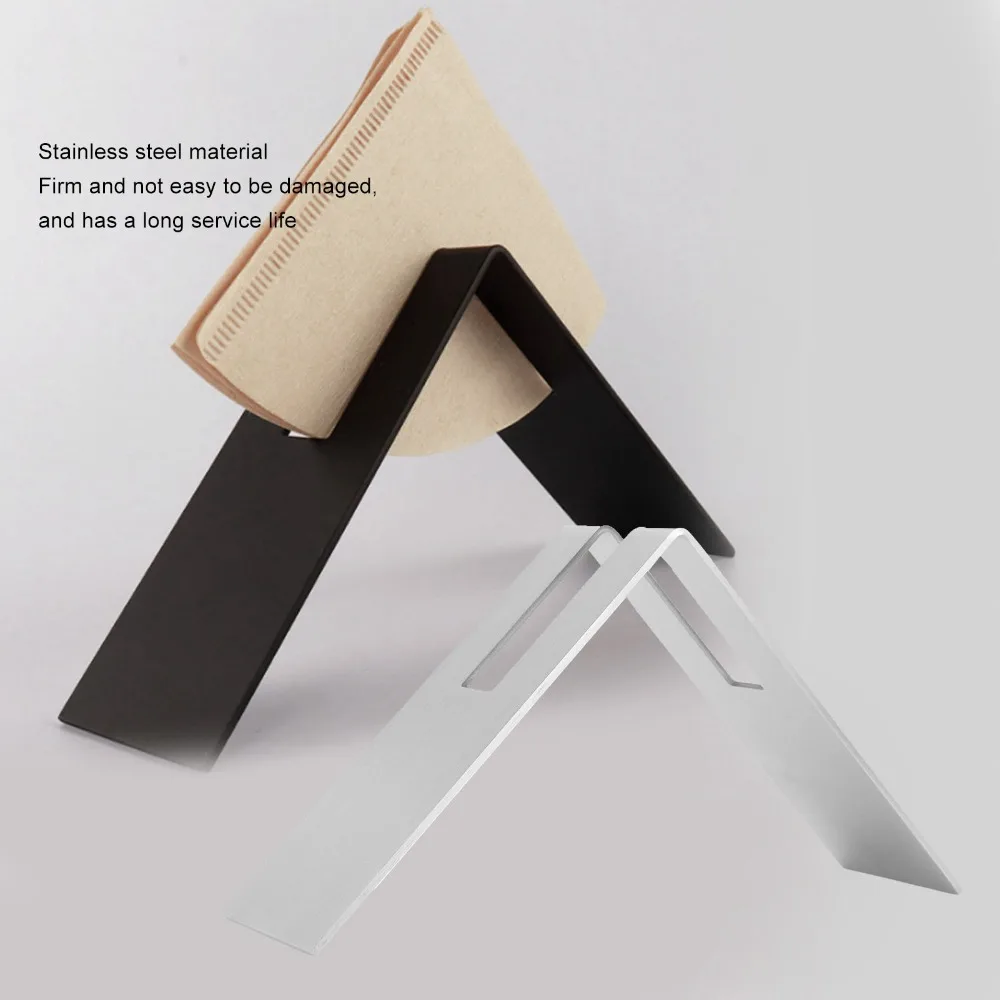 Stainless Steel Material Coffee Filter Paper Holder Black Single Slot Design Filter Paper Storage Rack White