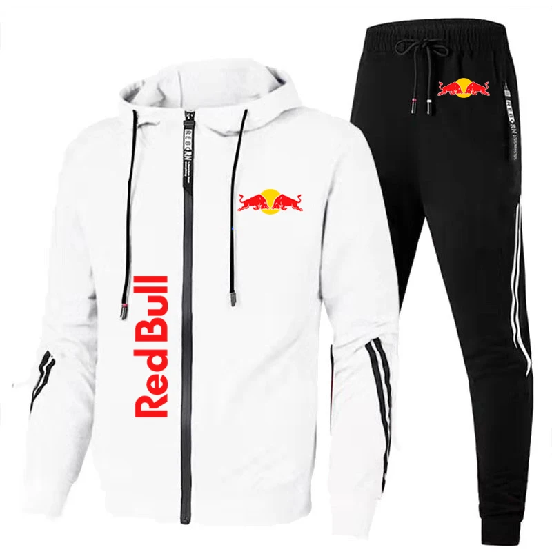 2025 New Red Bull Men's Red Bull Logo Printed Sportswear Set Casual Men's Zipper Sportswear+Pants 2-piece Set Sportswear