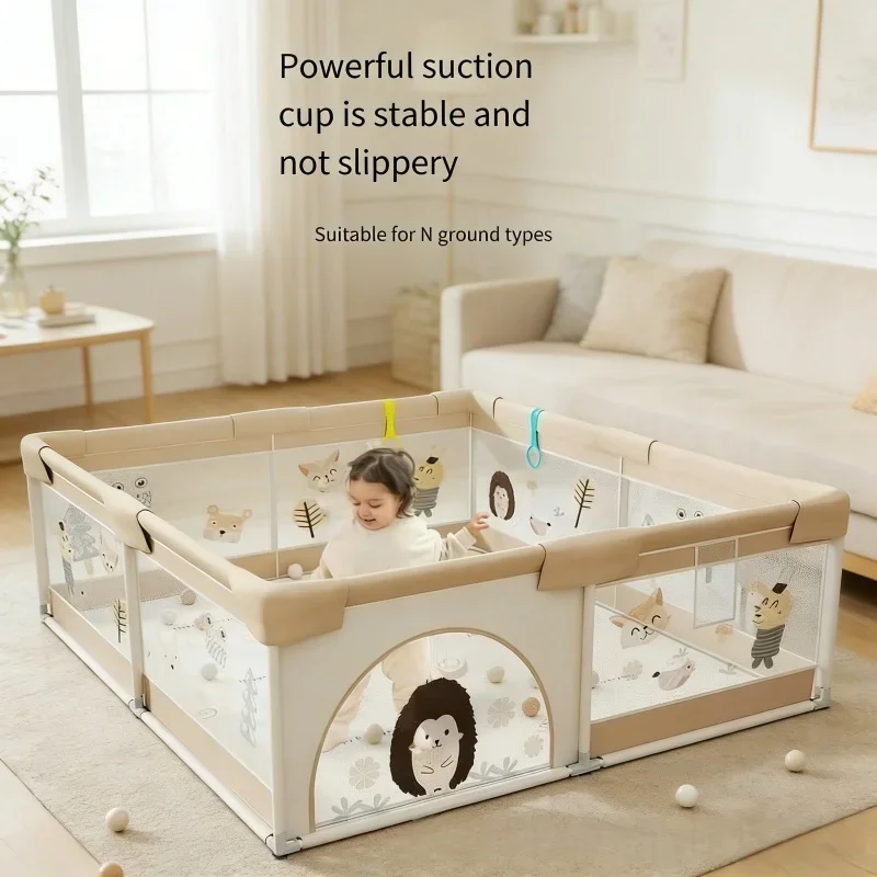 

Soft Mesh Baby Playpen Safety Gate Play Yard with Crawling Mat Indoor Durable Play Area for Infants Toddlers Home Protection