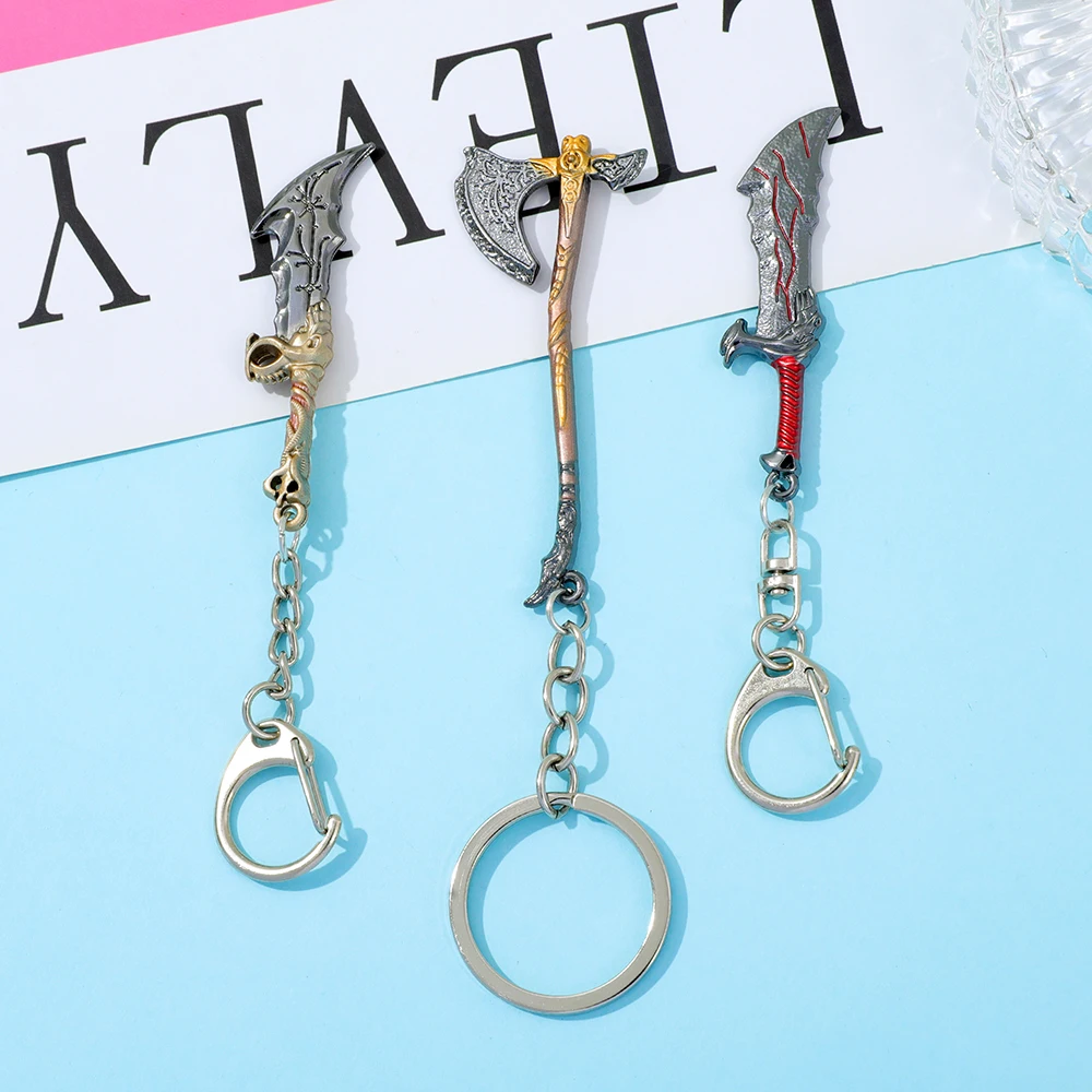 God of War Keychain Ax Sword Key Chains ملحقات حلقة مفاتيح السيارة للرجال والنساء #4