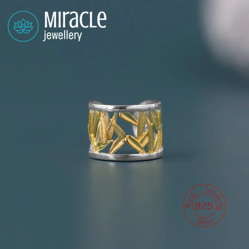 

Чудо-стеребро 925, оригинальный дизайн, Huan, без пыли, национальный тренд, сказочный стиль, манжеты из бамбукового листа, зажим для ушей без пирсинга