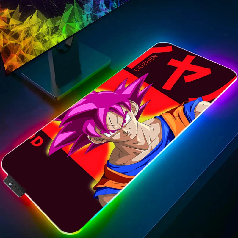 

Mouse Pad RGB Dragon Ball Gaming Accessories Gabinete Gamer PC Computer Desk Mat Backlight Keyboard Tablet HD Anime Mousepad LED