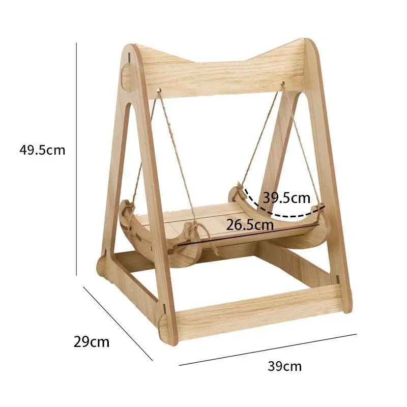 Hammock Bed for Pet Wooden Shaker Cat Supplies Small Pet Double-layer Anti-rollover Swing Hanging Nest Dog Cat\'s House Puppy