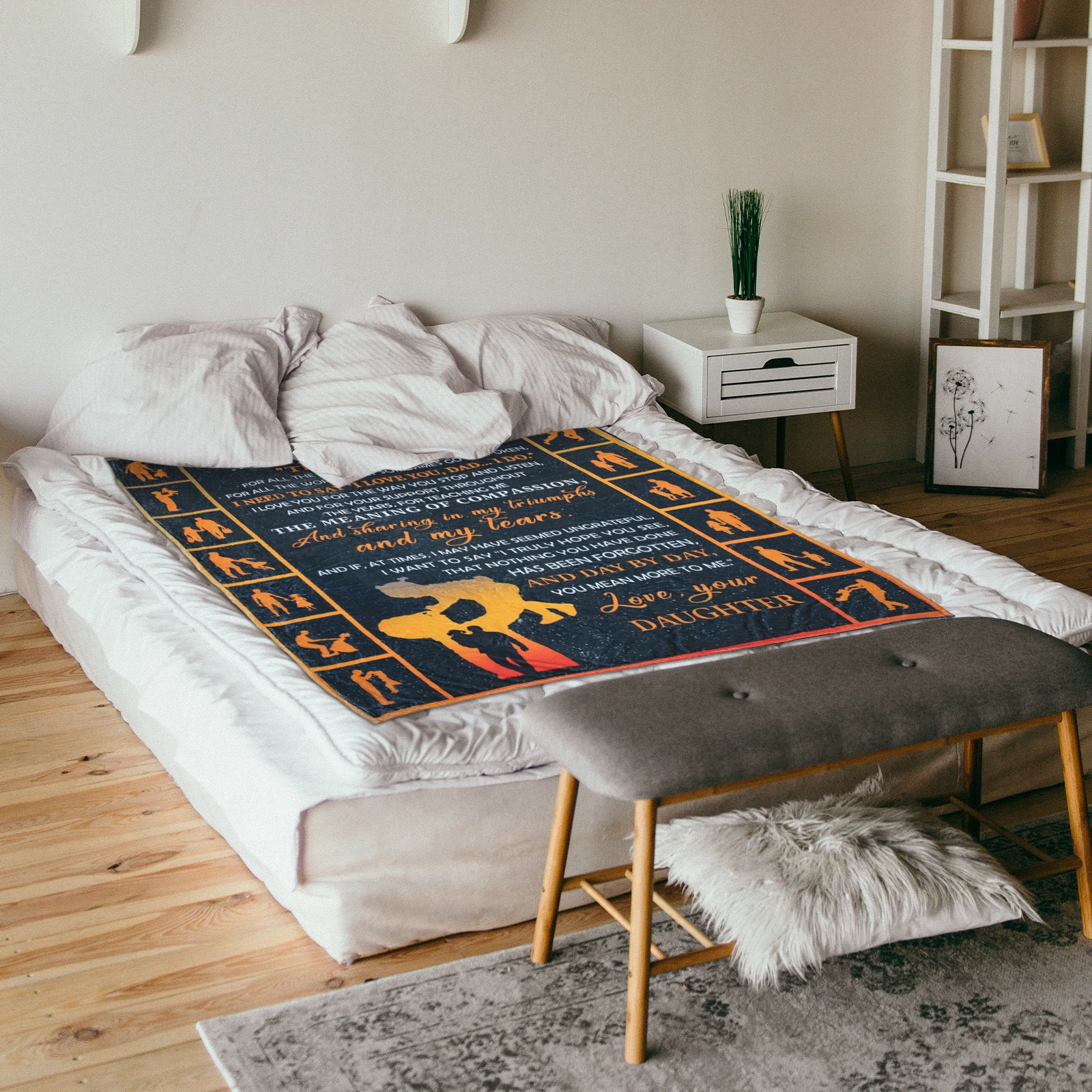 

Premium Flannel Blanket for Dad Special Design Father's Day Themed Cozy Throw for Sofa Bed Camping Airplane Use