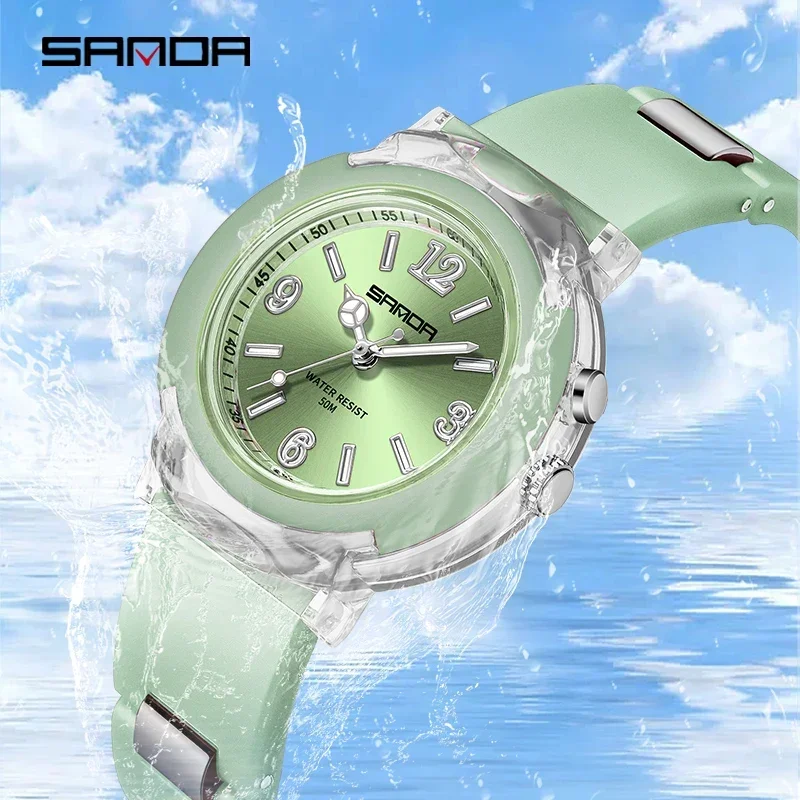 SANDA 6104 for Girls 2024 New  Watch Quartz Watch LED Light Fashion Trend Outdoor Leisure Temperament Versatile