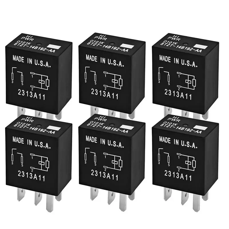 ABJO-6PCS 8T2T-14B192-AA Relay 4-Pin 12VDC Automotive Relay Replacement For Select Ford Vehicles For Cooling Fan & P0230/P0691 E