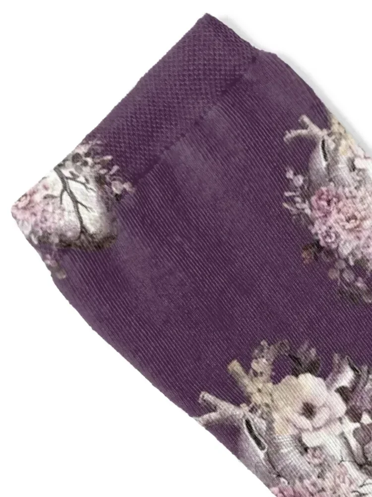 Bloom Floral Heart Human Anatomy pink watercolor style flowers Socks winter halloween new year Man Socks Women's