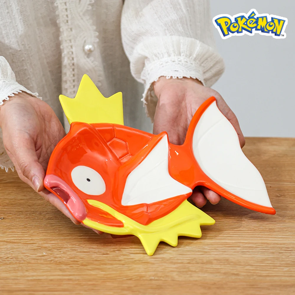 SHUNXIANG Pokémon Magikarp Ceramic Dining Plate Creative 3D Fish-shaped Plate Anime Character Dish Porcelain Tableware Gifts ﻿