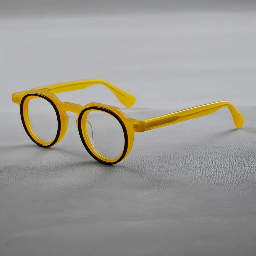 2025年ファッションレトロアセテート丸型メガネフレーム女性近視老眼鏡男性ブルーライトカット処方箋メガネ