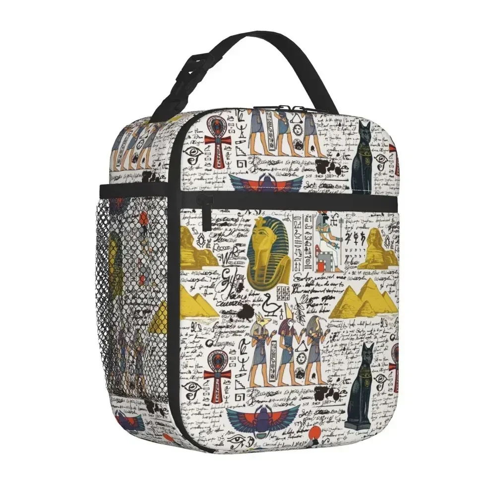 

Ancient Egypt Theme Murals Culture Thermal Insulated Lunch Bag Vintage Egyptian Pharaoh Gods Thermal Cooler Lunch Box