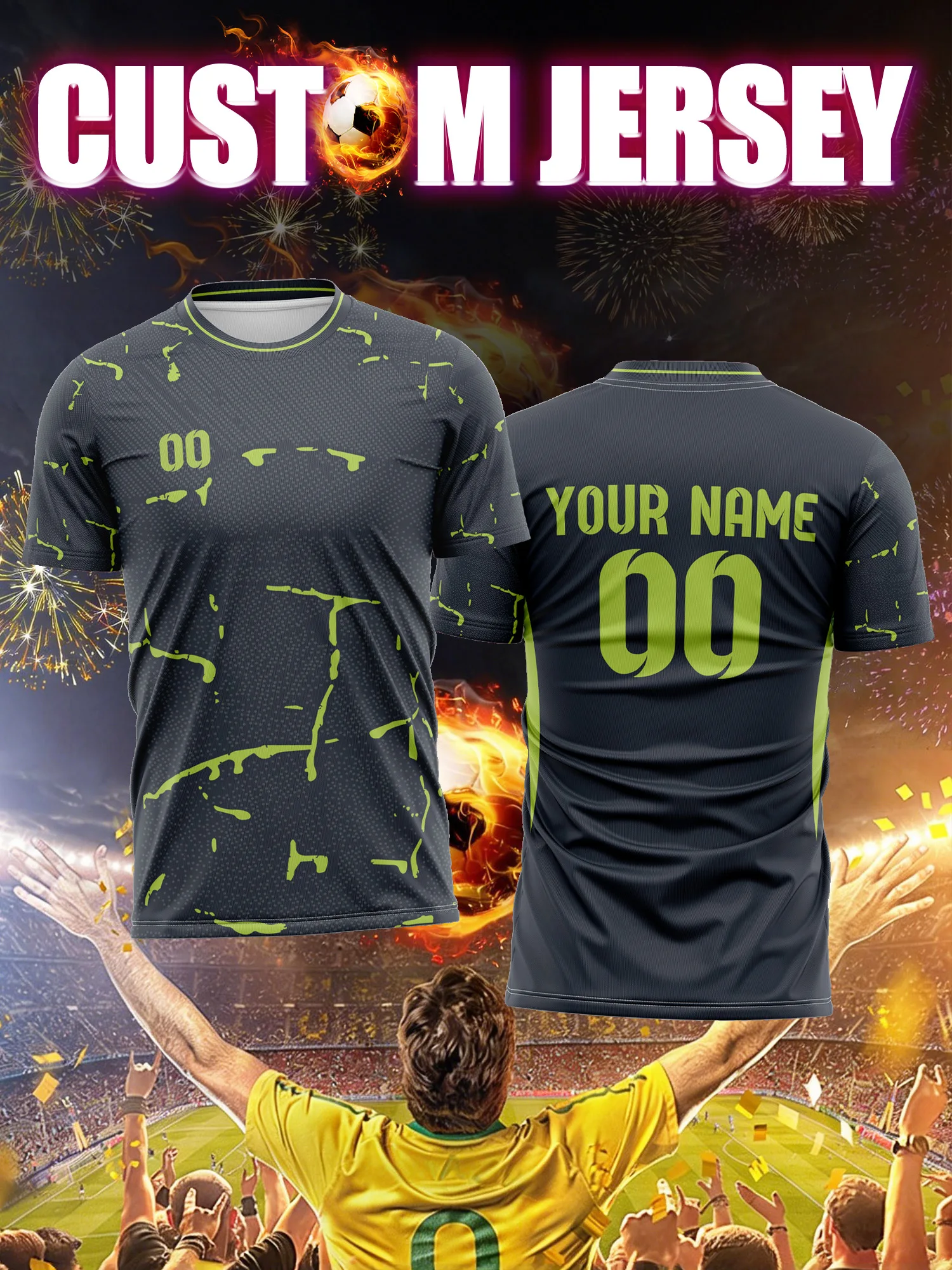 

Футболка для футбола с индивидуальным изображением, номером и именем, комплект для любителей фитнеса, дышащая спортивная тренировочная футболка