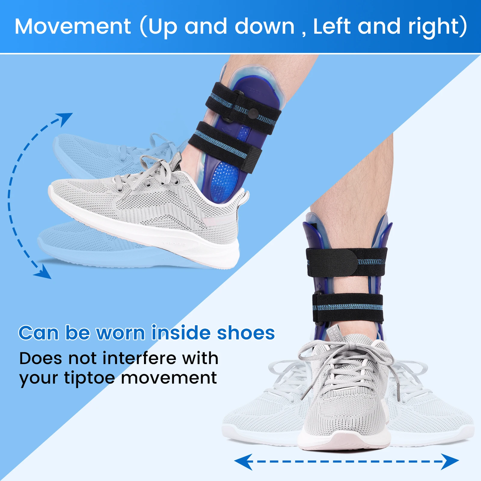 VELPEAU Stirrup Ankle Splint Support for Fix Feet, Ankle Fracture and Sprain Foot Drop Brace Adjustable and Two Style Can Choose