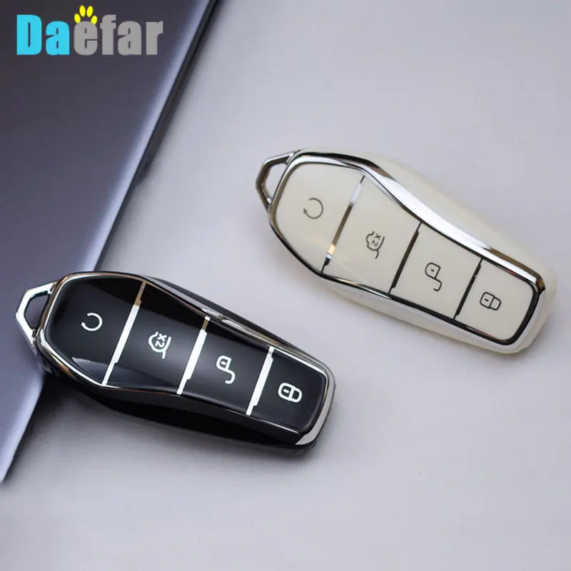 Sliver Edge TPU Car Key Case Cover for BYD Han Ev Tang Dm Qin PLUS Song Pro MAX Yuan Buckle Auto Shell Fob Keychain Accessories