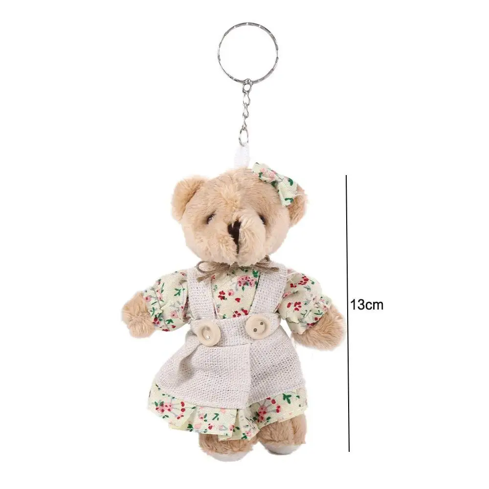 New Couple Bear Rabbit Plush Toy Pendant Cute Linen Bear Keychain Bag Hanging Decoration Claw Doll Car Key Ring Ornaments