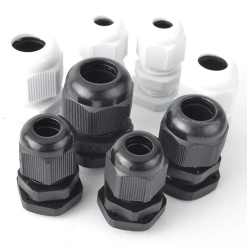 10Pcs White Black Waterproof Nylon Plastic Cable Gland Connector IP68 PG7 PG9 PG11 PG13.5 PG16