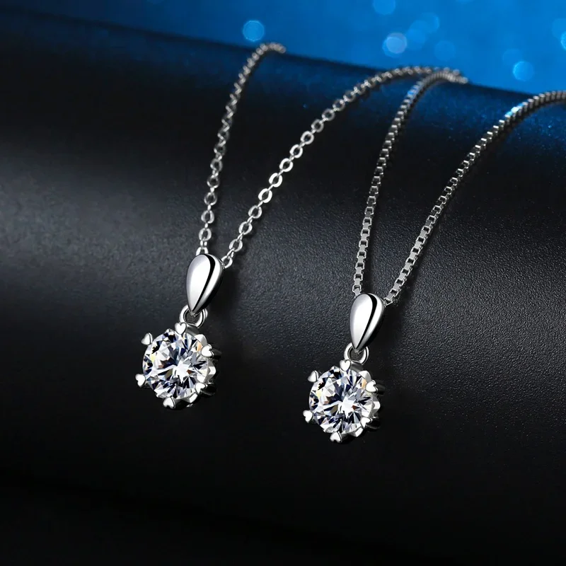 PT950 Platinum Round Hat Necklace Pendant 1CT Moissanite Women's - Polished diamond edges, high-end, ideal for holiday gifting
