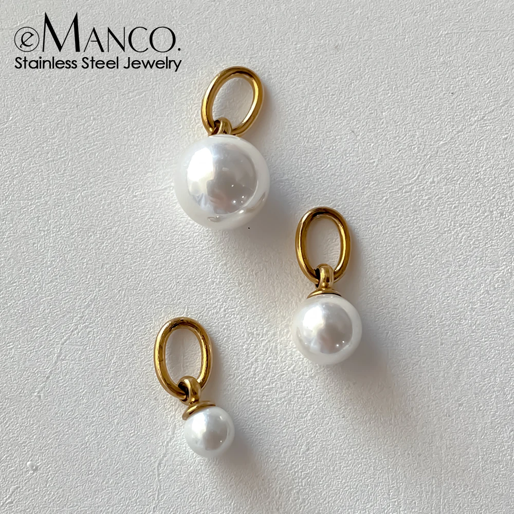 EMANCO 3Pcs Cultured Imitation Pearl Charms with Stainless Steel Jump Rings for Women Necklace Earrings Jewelry