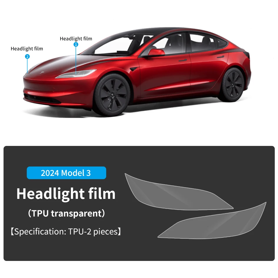 Transparante TPU deur-driehoek beschermfolie voor Tesla Highland 3 – lakbeschermende carrosserie-sticker