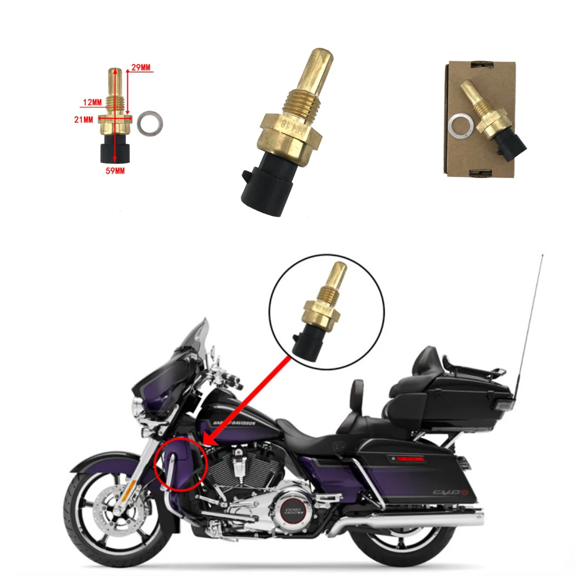 

M12 Coolant Radiator Water Temp Temperature Sensor Fan Switch Tools For Harley V-Rod VRSCA Screamin Eagle Night Rod Muscie VRSCF