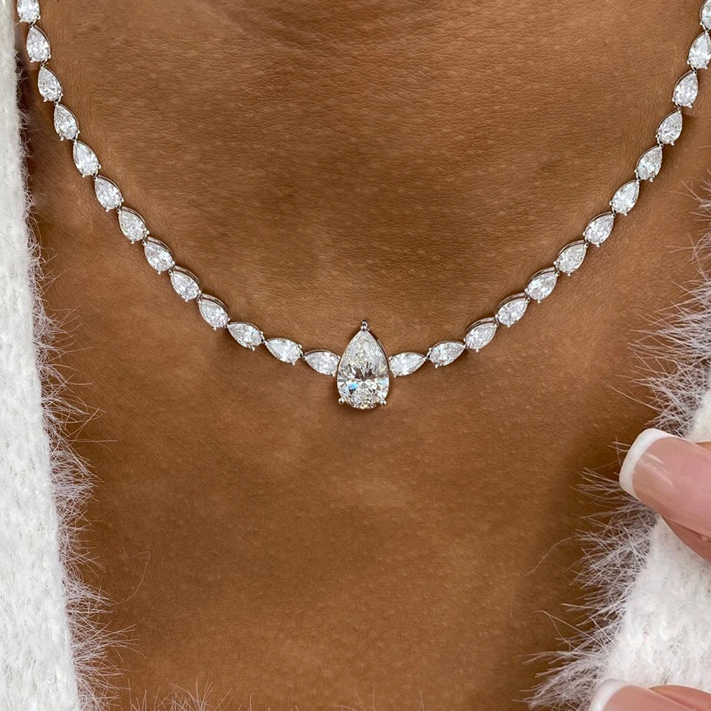 

Ожерелье-чокер Waterdrop с муассанитами и сертификатом, огранка «груша», с лабораторными бриллиантами, серебро S925, для женщин