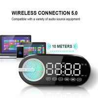 Quiet Wireless Bluetooth Speaker Alarm Clock RGB TWS USB LED Mirror Digital Clock FM Large Display Living Room Office Decoration
