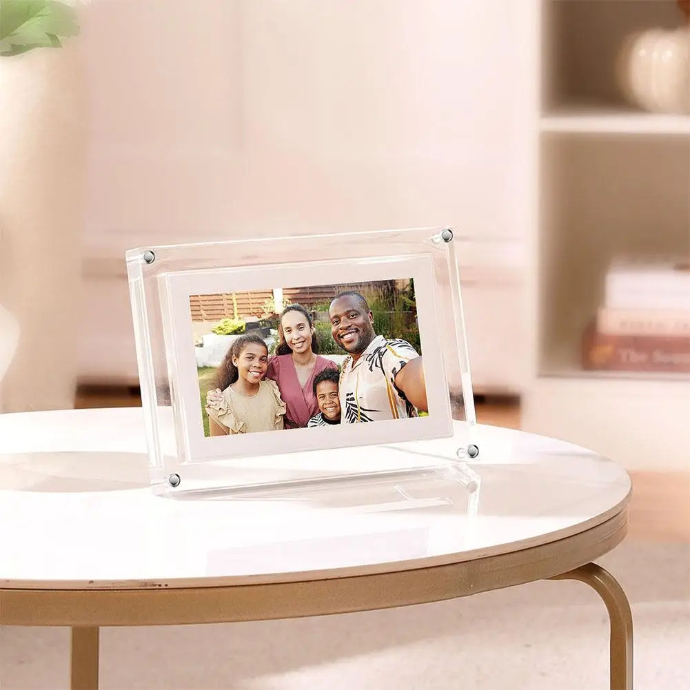 Acrylic Digital Photo Frame 5/7 Inch Ips Screen 4gb Rechargeable Auto Frame Memory Picture Portable Battery Digital Rotate Q5t7