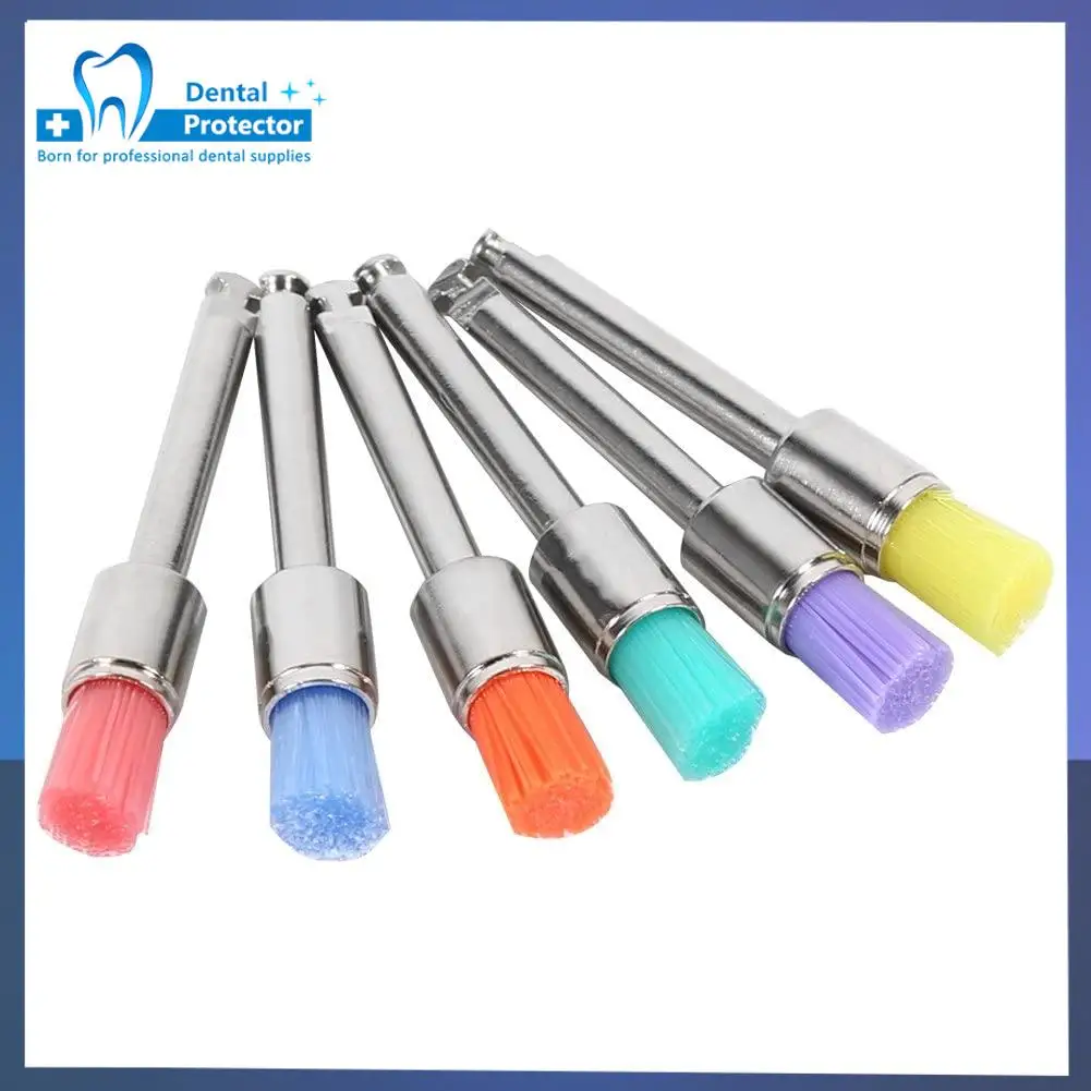 100 adet/kutu Diş Renkli Naylon Kase Parlatıcı AZDENT Parlatma ve Leke Çıkarma için Düz Tip Tek Kullanımlık Profilaksi Fırçaları