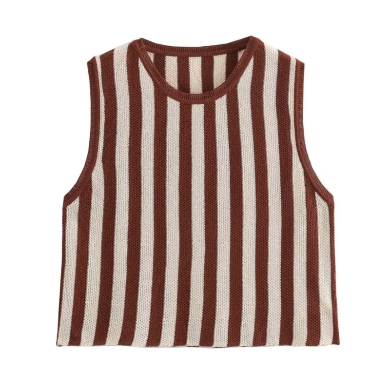 2024 Summer New Women's Fashionable Knitted Striped Top + Pants Set Chic And Elegant Women's Two-piece Set