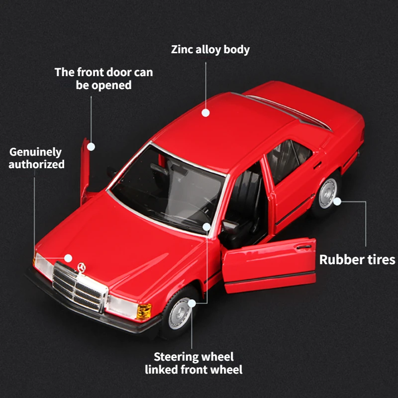 Genuine Bburago 1:24 anno 1987 Mercedes Benz 190E Retro Classic lega giocattolo modello di auto 2 porte aperte metallo pressofuso giocattoli regali ragazzo