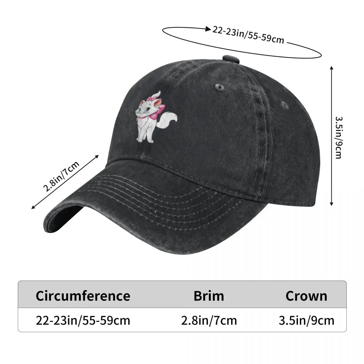 Marie Kitten Baseball Cap Unisex Men Sun-Proof Hip Hop Dad Hats Summer Fashion Hunting Camping Baseball Caps