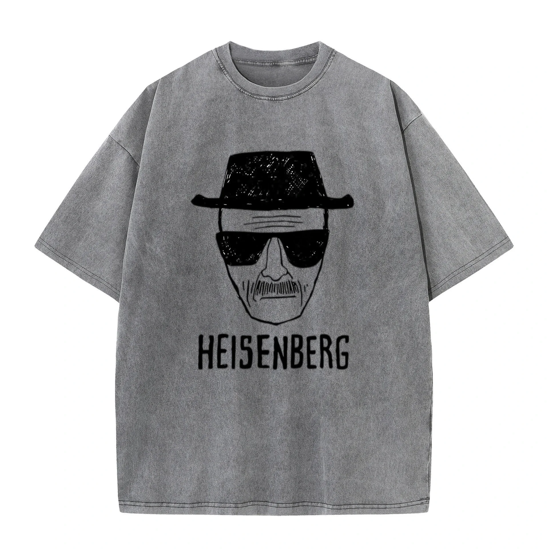 Heisenberg Breaking Bad Grafik-T-Shirt im Vintage-Look, Übergroßes Baumwoll-Shirt, Streetwear Sommer-Oberteil
