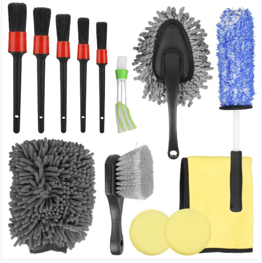 Car cleaning brush, electric drill brush set of 16 pieces, car wash row trend air conditioner, car wheel hub