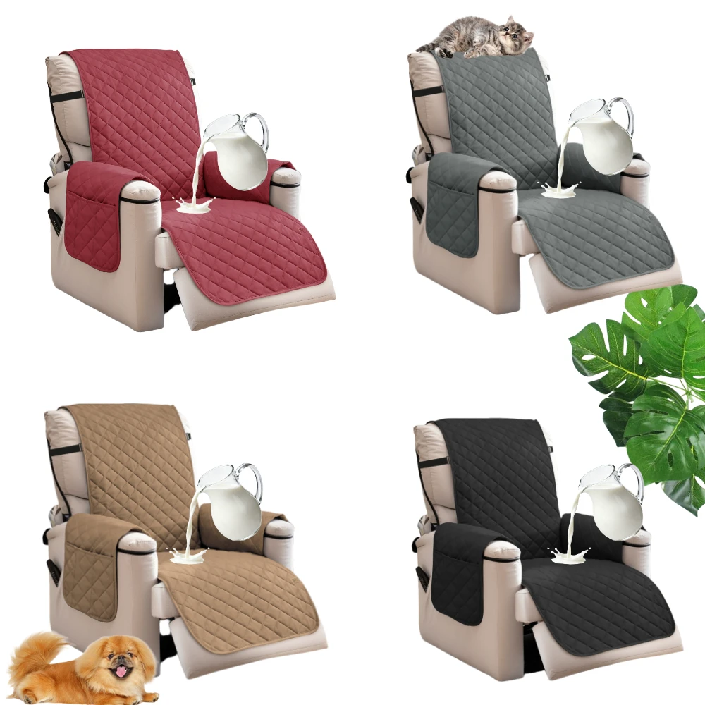 1-Sitzer wasserdichter Liegestuhlbezug, einfarbig, gesteppter Sessel-Schonbezug, für Haustiere, Kinder, Akzent, Couchkissen, Wohnzimmer, Hotel, Zuhause