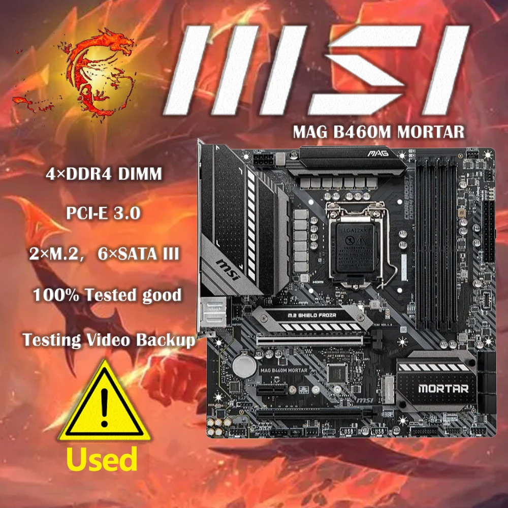 

Used LGA1200 Motherboard 10th-Gen CPU MSI MAG B460M MORTAR DDR4 128GB M.2 PCIe 3.0 GAMING Desktop Micro ATX