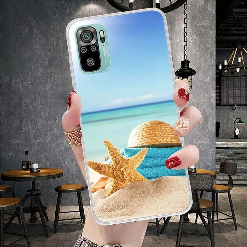 Blue Wood Seashells Sea Star Soft Phone Case For Xiaomi Redmi Note 12 12S 13 11 11S 10 10S 11T 11E Pro Plus 9 9S 8 8T 7 Shell Co