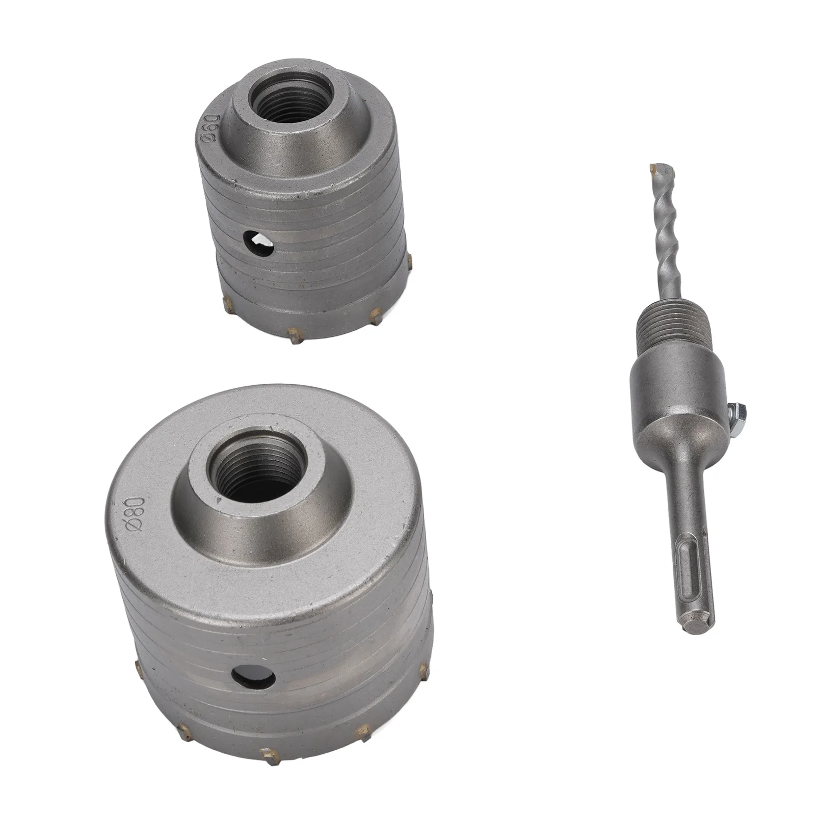 

2PCS Hole Saws with 1PC Connecting Rod Aluminum Case Electric Hammer Drill Opener for Concrete Brick Stone Cement - 60mm 80mm